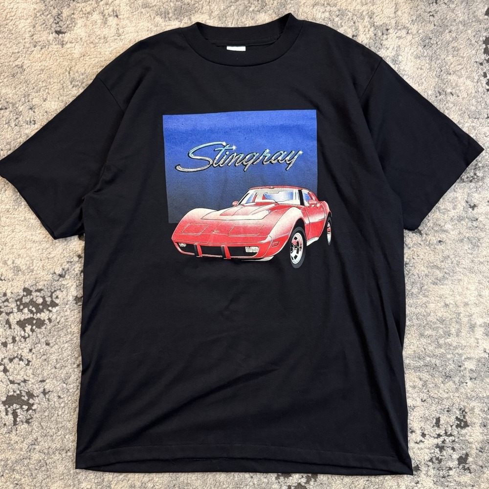 Vintage 80s Cheverolet 1963 Corvette Stingray Car T-Shirt Alore Black XL